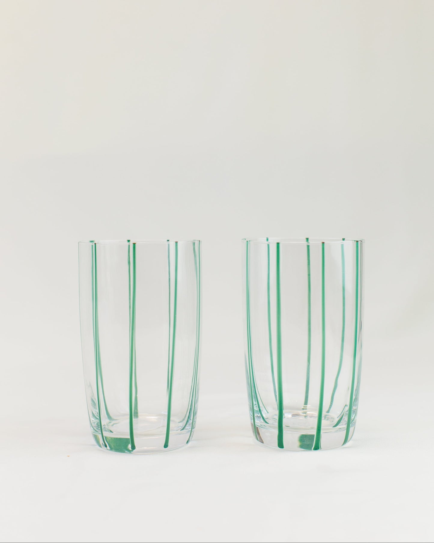 Conjunto de Copos Transparente com Listras Verde em Vidro 6pcs 470ml