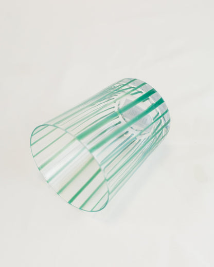 Conjunto de Copos Transparente com Listras Verde em Vidro 6pcs 340ml