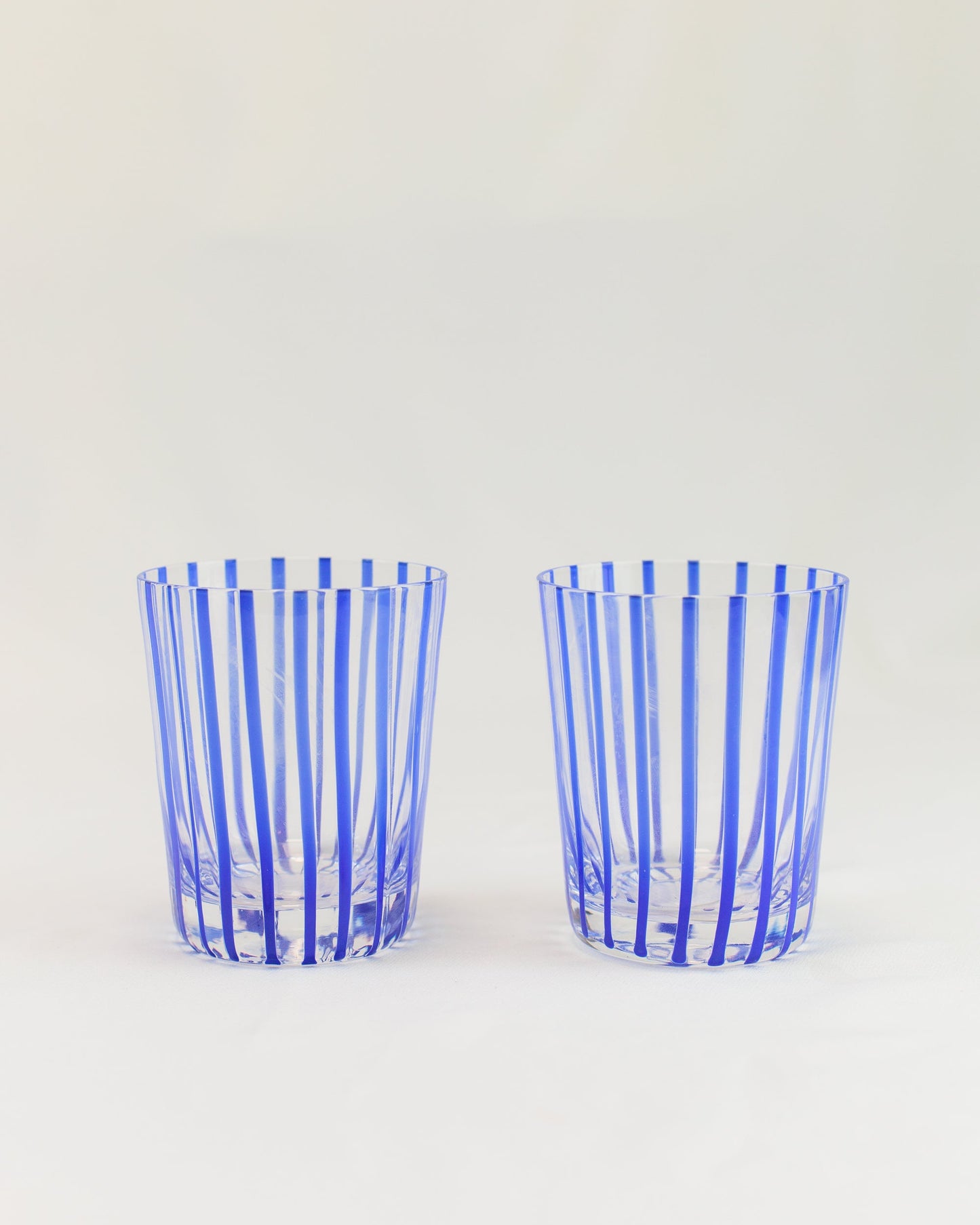 Conjunto de Copos Transparente com Listras Azul em Vidro 6pcs 340ml