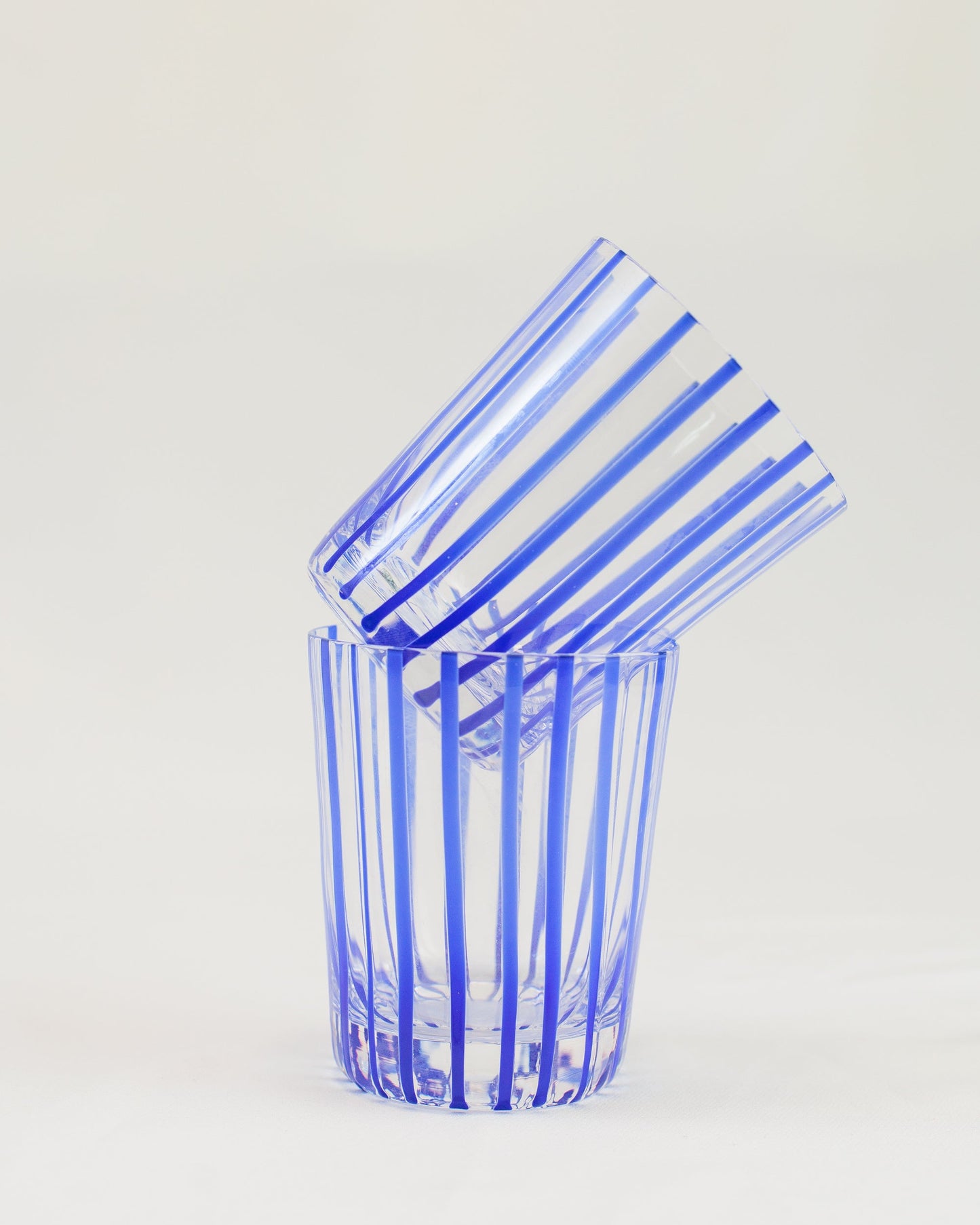 Conjunto de Copos Transparente com Listras Azul em Vidro 6pcs 340ml