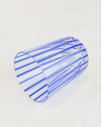 Conjunto de Copos Transparente com Listras Azul em Vidro 6pcs 340ml