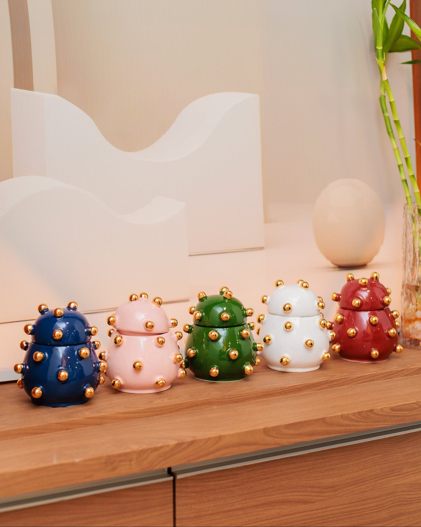 Caixa Olivia Gold Vinho em Cerâmica