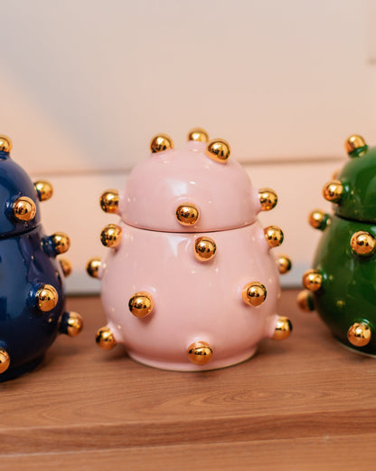 Caixa Olivia Gold Rosa em Cerâmica