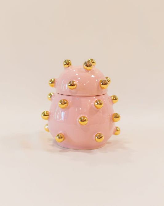 Caixa Olivia Gold Rosa em Cerâmica