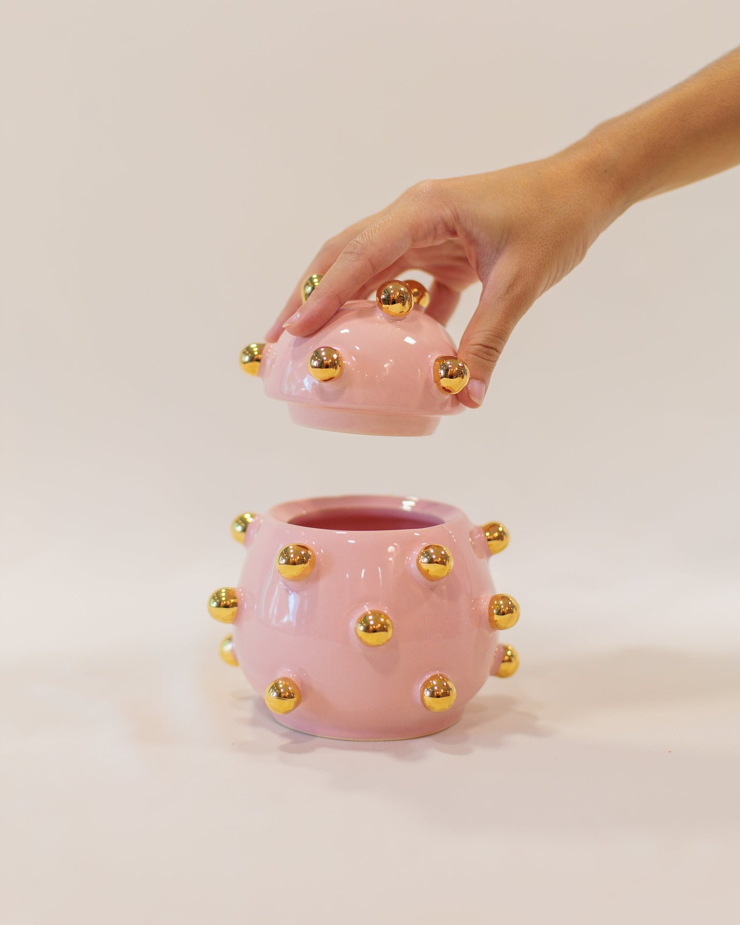 Caixa Olivia Gold Rosa em Cerâmica