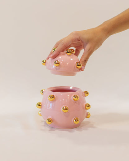 Caixa Olivia Gold Rosa em Cerâmica