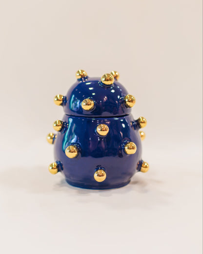 Caixa Olivia Gold Azul em Cerâmica