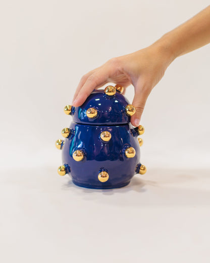 Caixa Olivia Gold Azul em Cerâmica