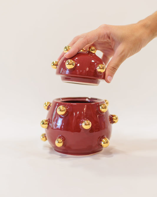 Caixa Olivia Gold Vinho em Cerâmica