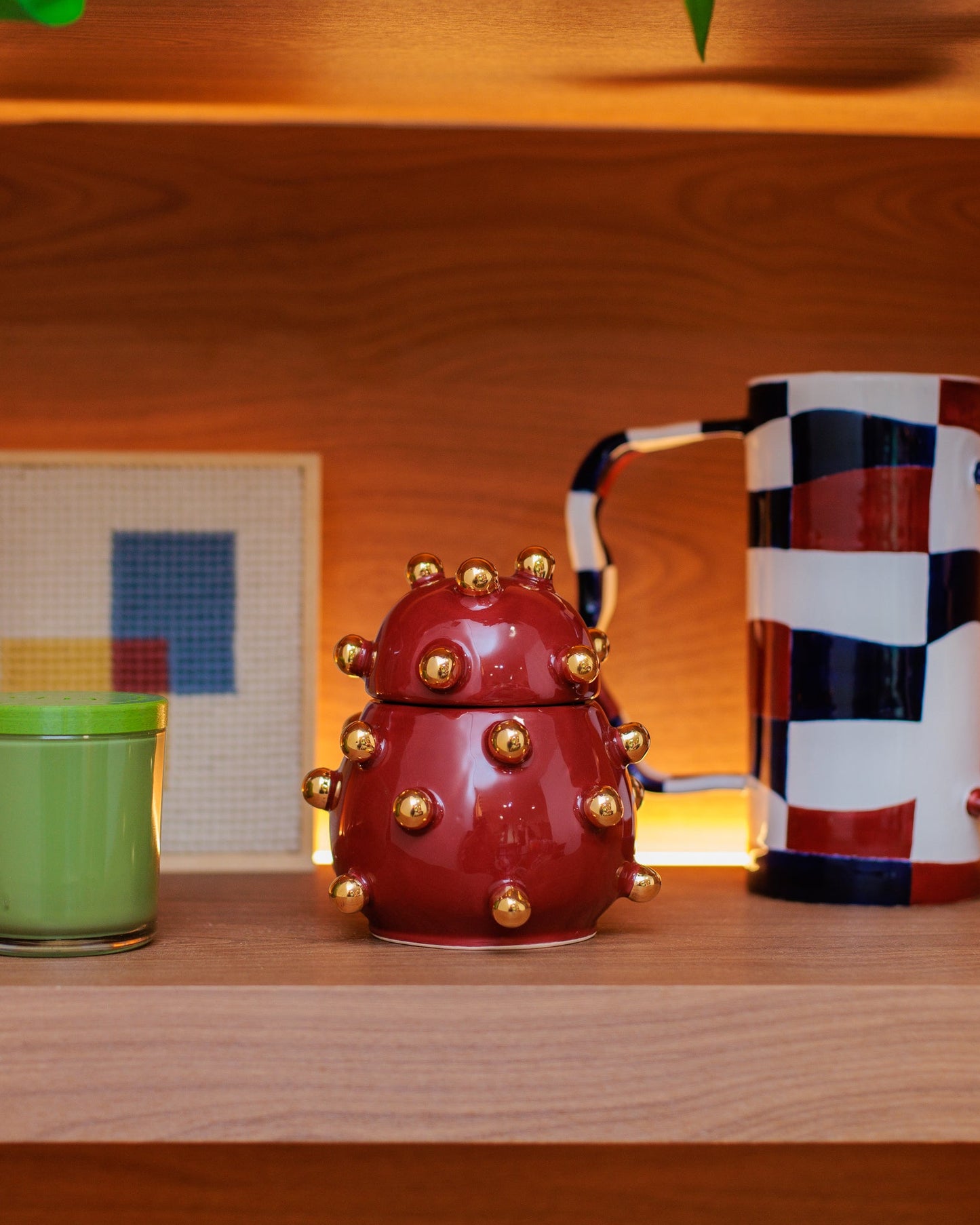 Caixa Olivia Gold Vinho em Cerâmica