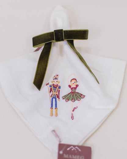 Guardanapo Linhão Off White Bordado Xmas Ballet