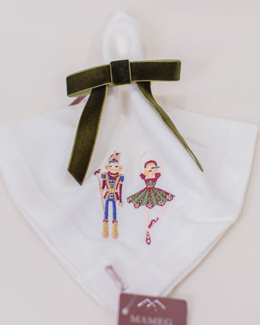 Guardanapo Linhão Off White Bordado Xmas Ballet