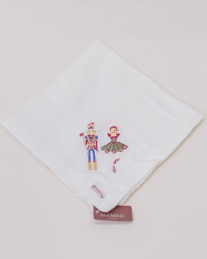 Guardanapo Linhão Off White Bordado Xmas Ballet