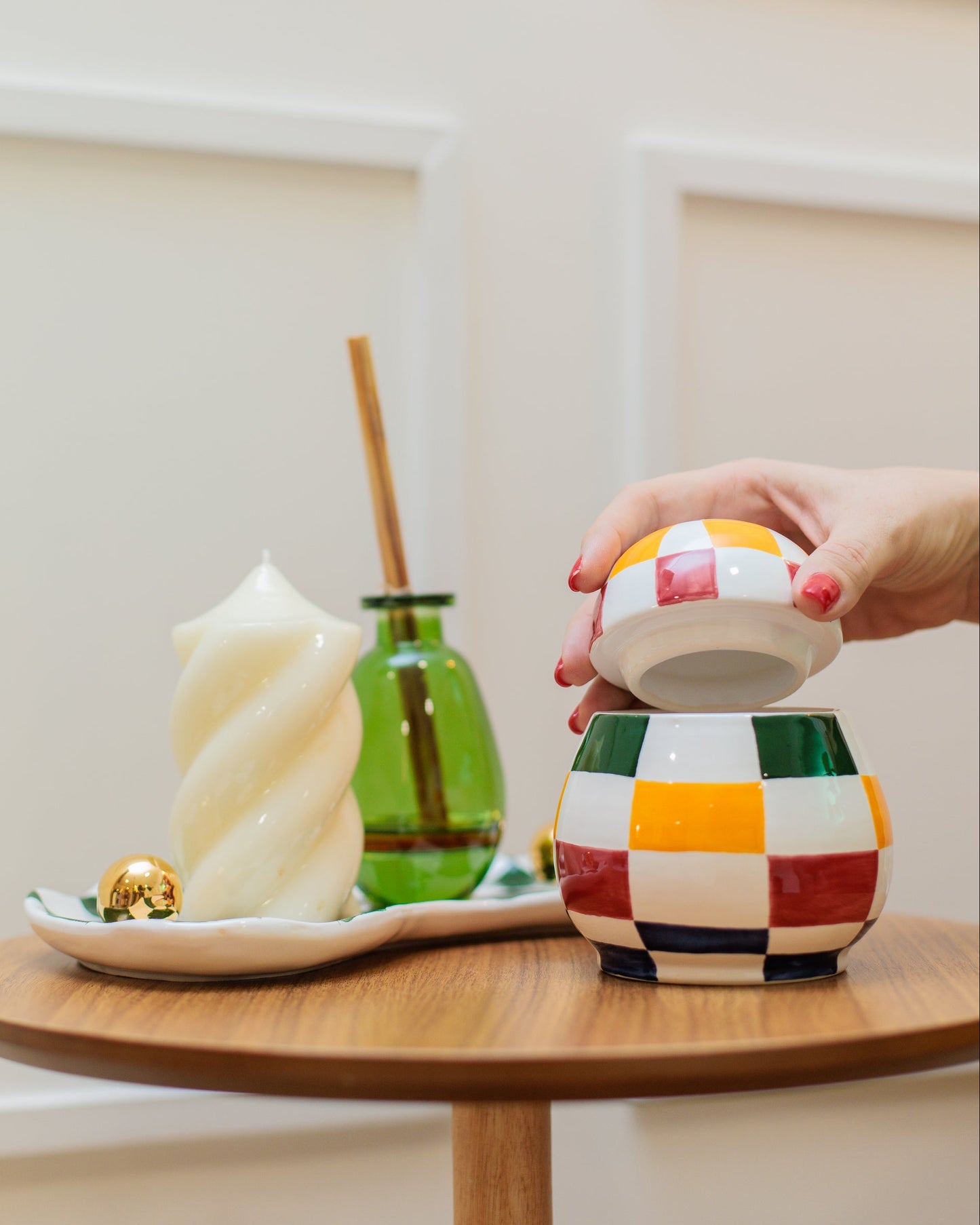 Caixa Oval Plan New Xadrez em Cerâmica