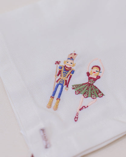 Guardanapo Linhão Off White Bordado Xmas Ballet