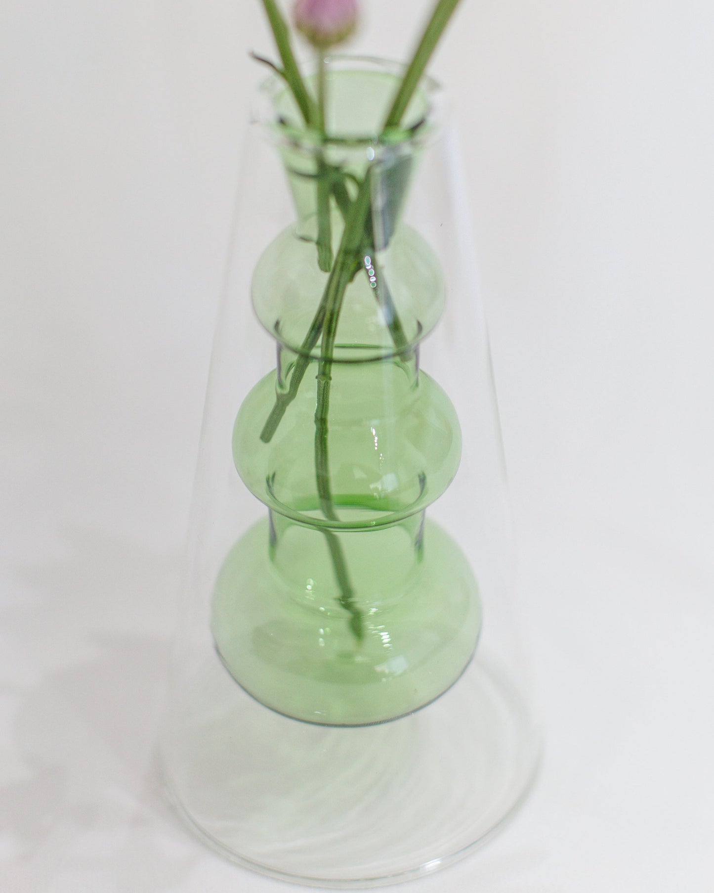 Vaso Drop Verde em Vidro Parede Dupla