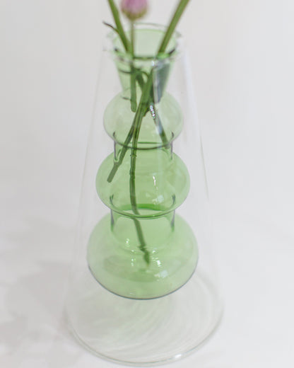 Vaso Drop Verde em Vidro Parede Dupla
