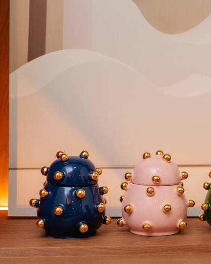 Caixa Olivia Gold Azul em Cerâmica