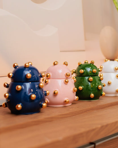 Caixa Olivia Gold Rosa em Cerâmica