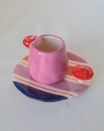 Conjunto Canequinha Mushroom (xícara e pires)