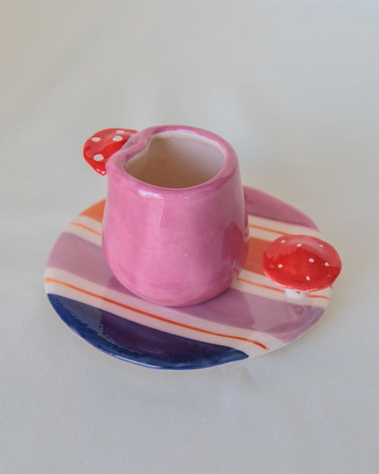 Conjunto Canequinha Mushroom (xícara e pires)