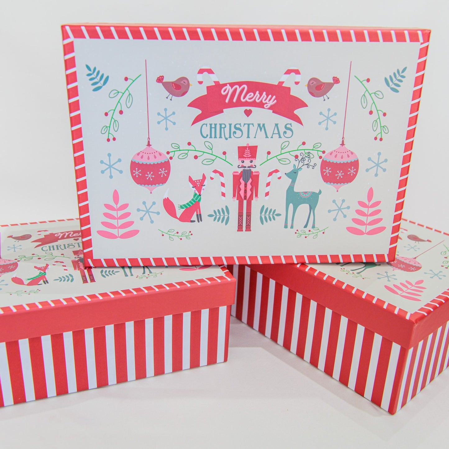 Conjunto Caixa de Papel Quebra Nozes - Caixa Decorativa de Natal