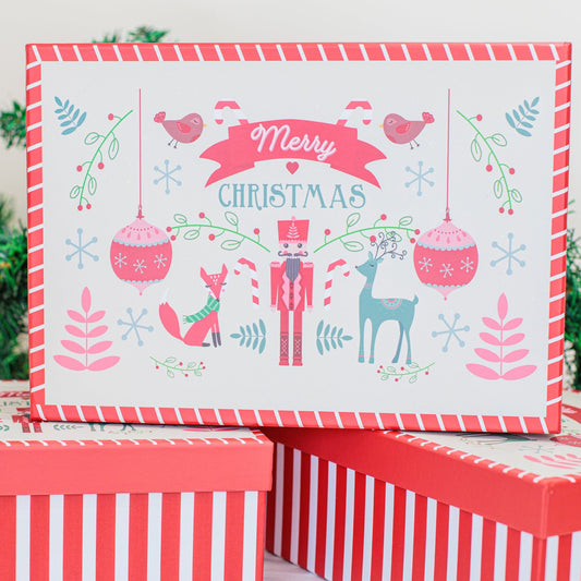 Conjunto Caixa de Papel Quebra Nozes - Caixa Decorativa de Natal