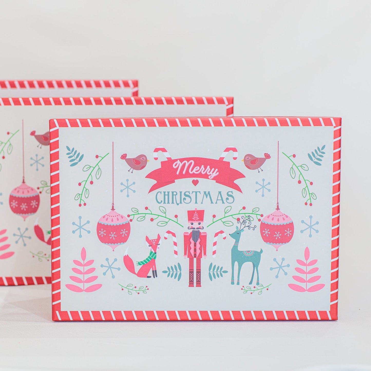 Conjunto Caixa de Papel Quebra Nozes - Caixa Decorativa de Natal