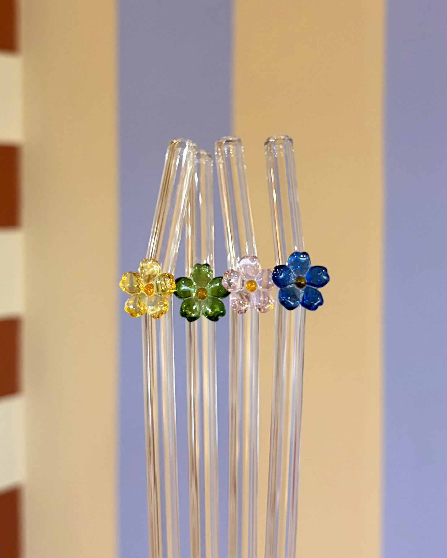 Conjunto de canudos flor em vidro