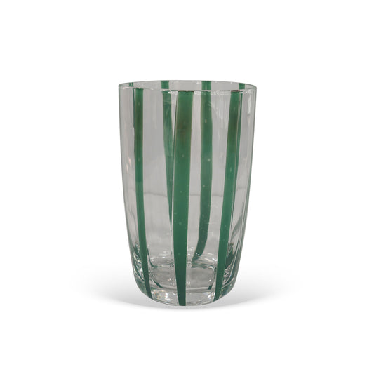 Conjunto de Copos Transparente com Listras Verde em Vidro 6pcs 470ml