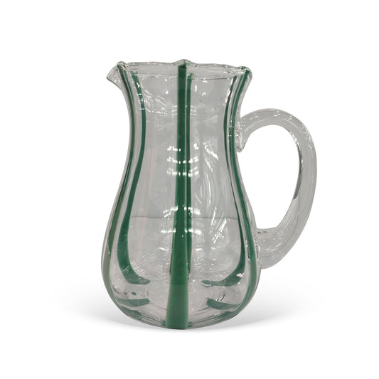 Jarra Transparente com Listras Verde em Vidro