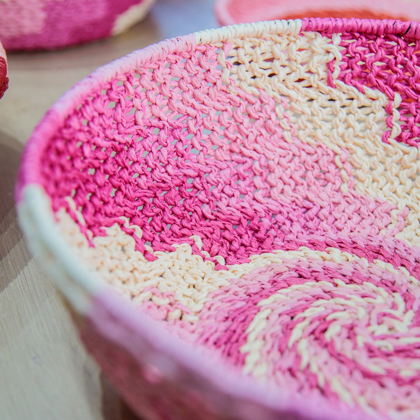 Cesta Decorativa Fibra de Papel (Rosa)