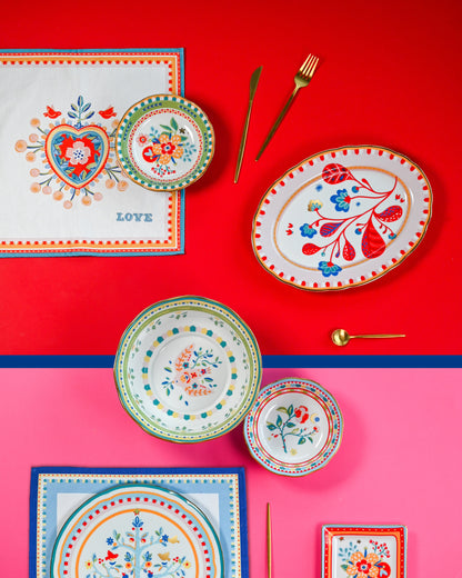 MAMMA MIA Travessa oval folhas porcelana