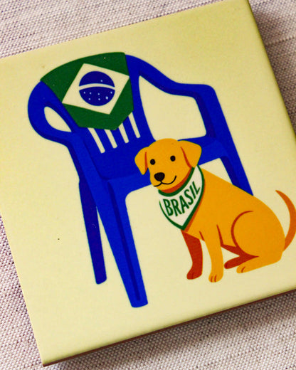 Mini Azulejo Decorativo Cachorro Caramelo