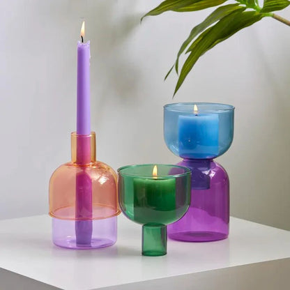 Vaso Ampulheta Roxo e Rosa