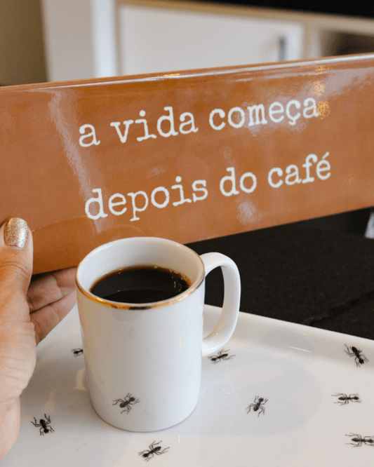 Azulejo decorativo 'a vida começa depois do café'