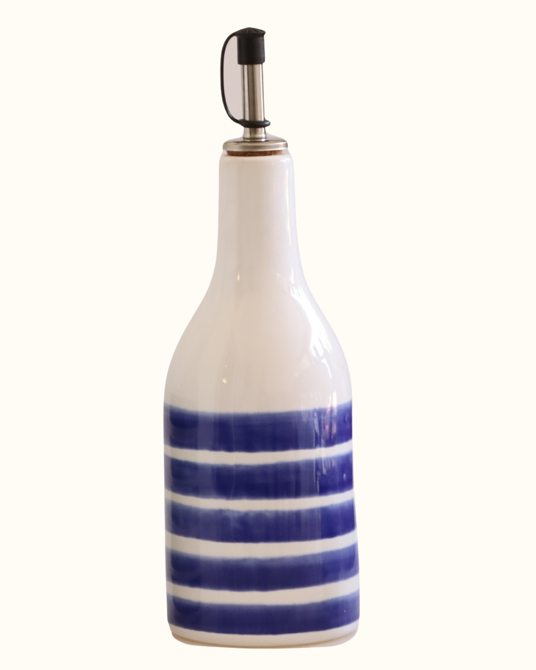 Garrafa listas azul com bico em cerãmica