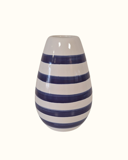 Vaso gota com listras azul em cerâmica