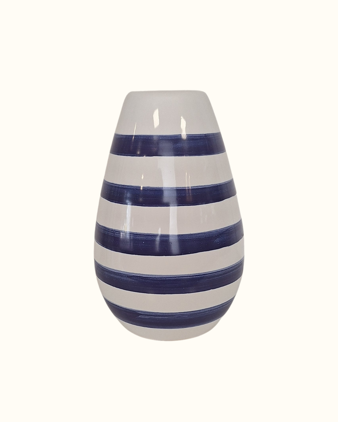 Vaso gota com listras azul em cerâmica