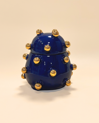 Caixa Olivia Gold Azul em Cerâmica