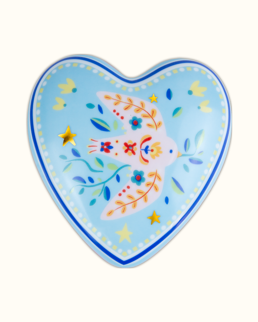 MAMMA MIA Coração grande passaro porcelana