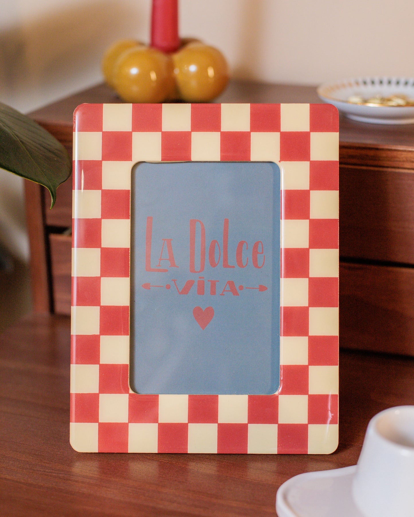 Porta retrato checker vermelho em MDF