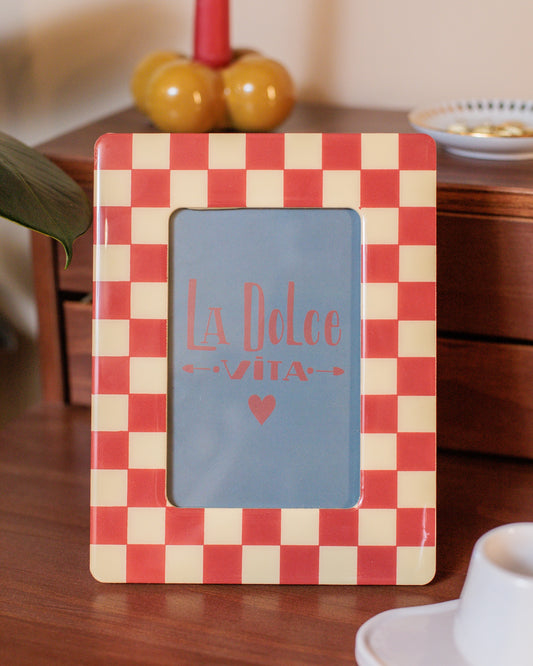 Porta retrato checker vermelho em MDF