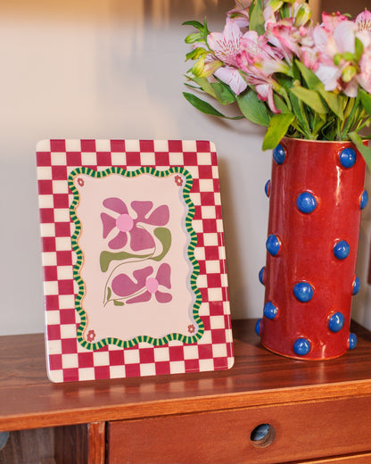 Porta retrato checker vinho em MDF