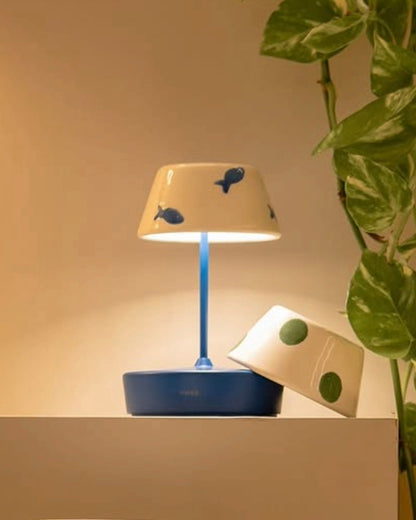 Luminária Swap Mini Azul com Cúpula Peixinhos