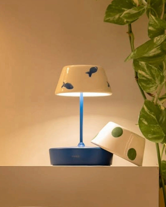Luminária Swap Mini Azul com Cúpula Peixinhos
