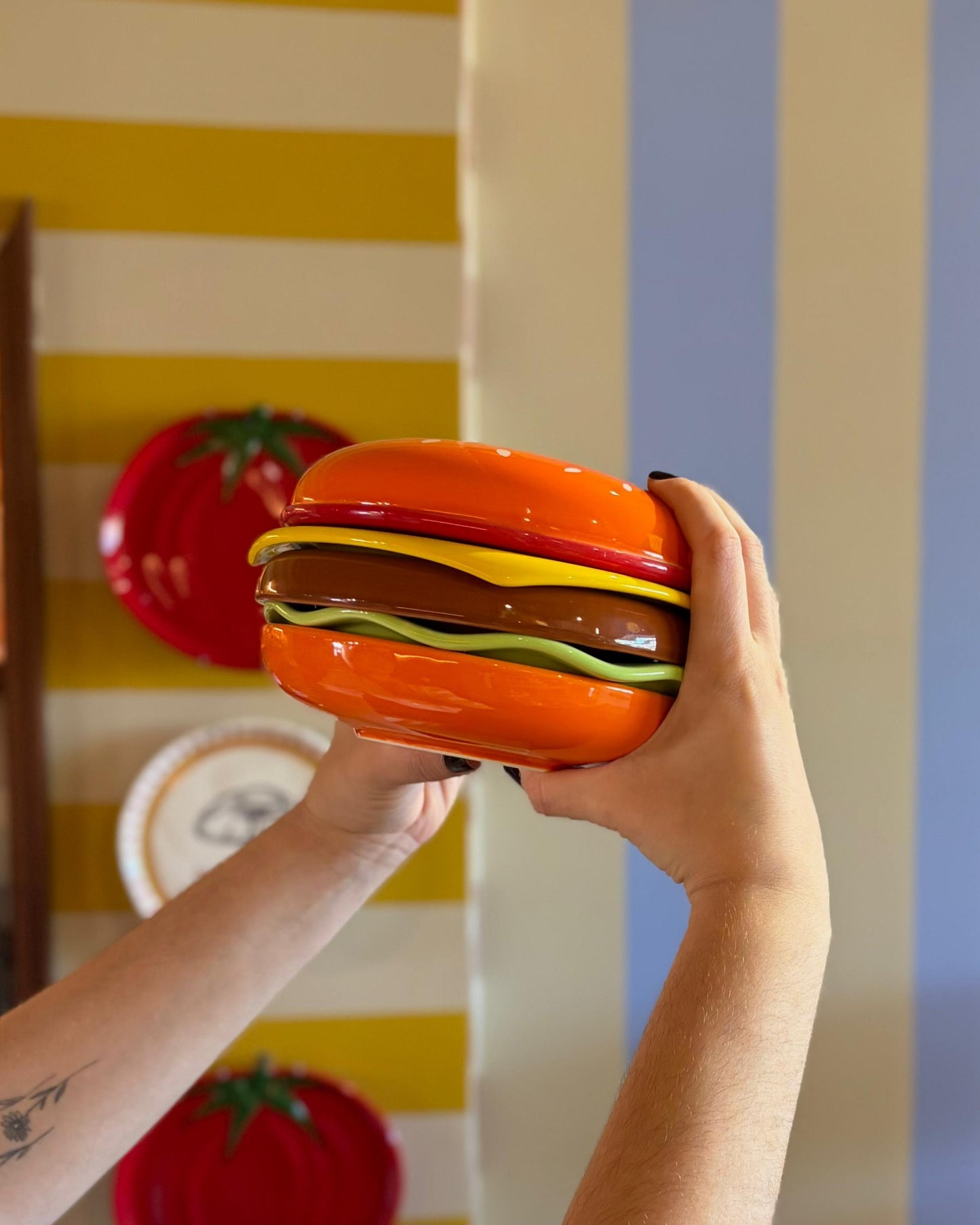 Conjunto de pratos hamburguer em cerâmica