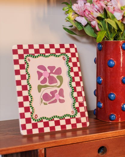 Porta retrato checker vinho em MDF