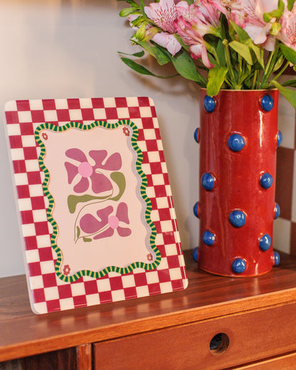Porta retrato checker vinho em MDF