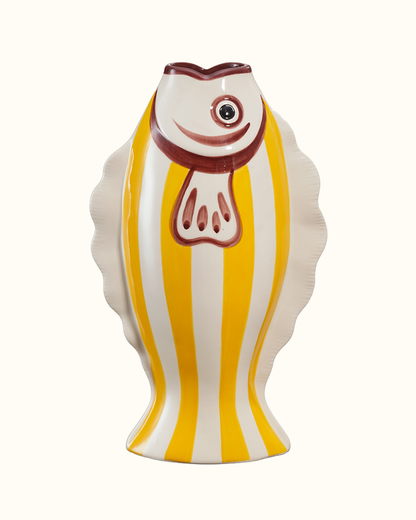 Vaso peixe amarelo em cerâmica